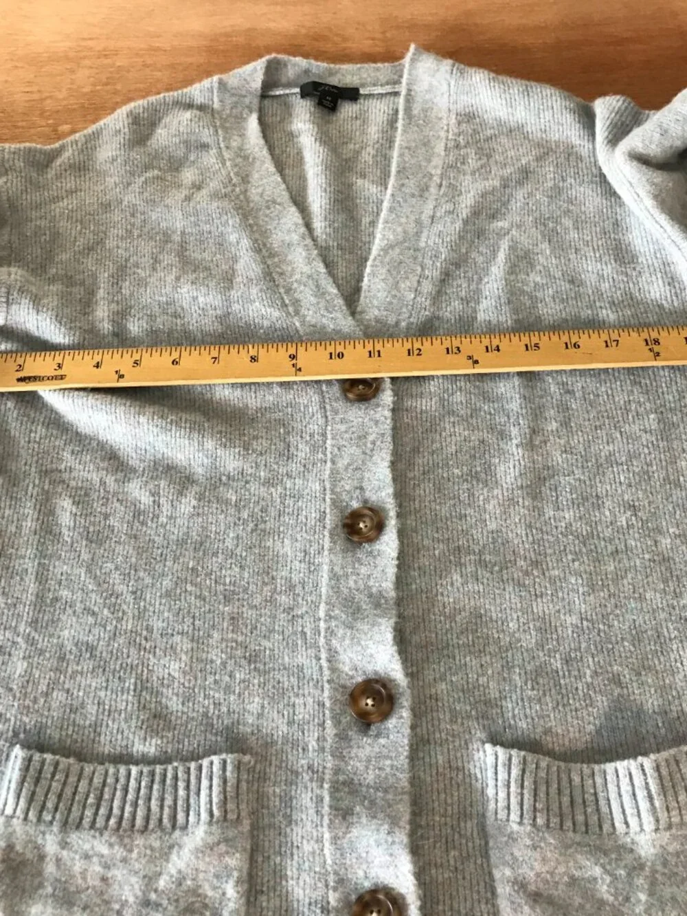 J. Crew Cardigan Women M Gray Button Up Pocket Nylon Wool Alpaca Long Sleeve